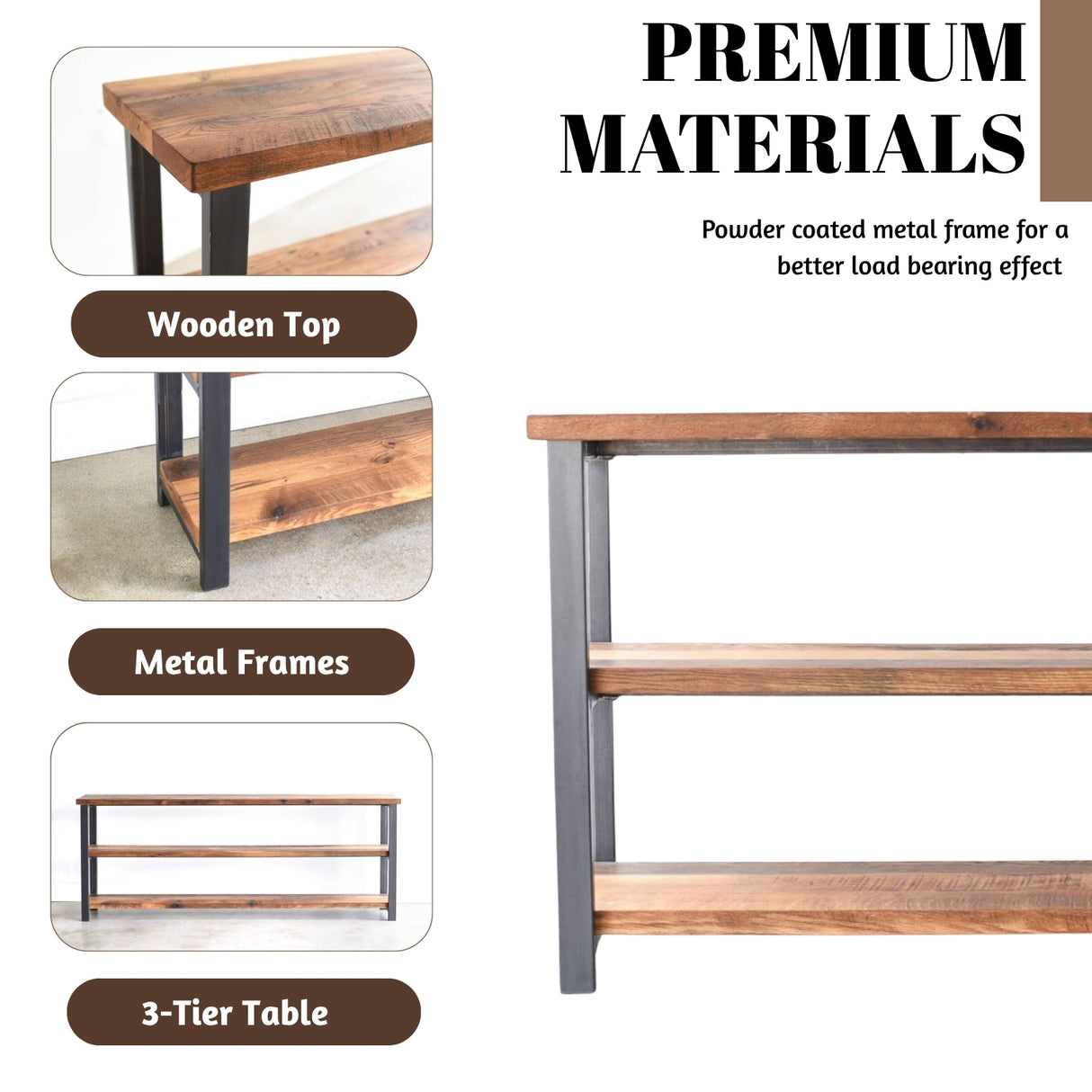 3-Tier Sheesham Wood Top Book Shelf