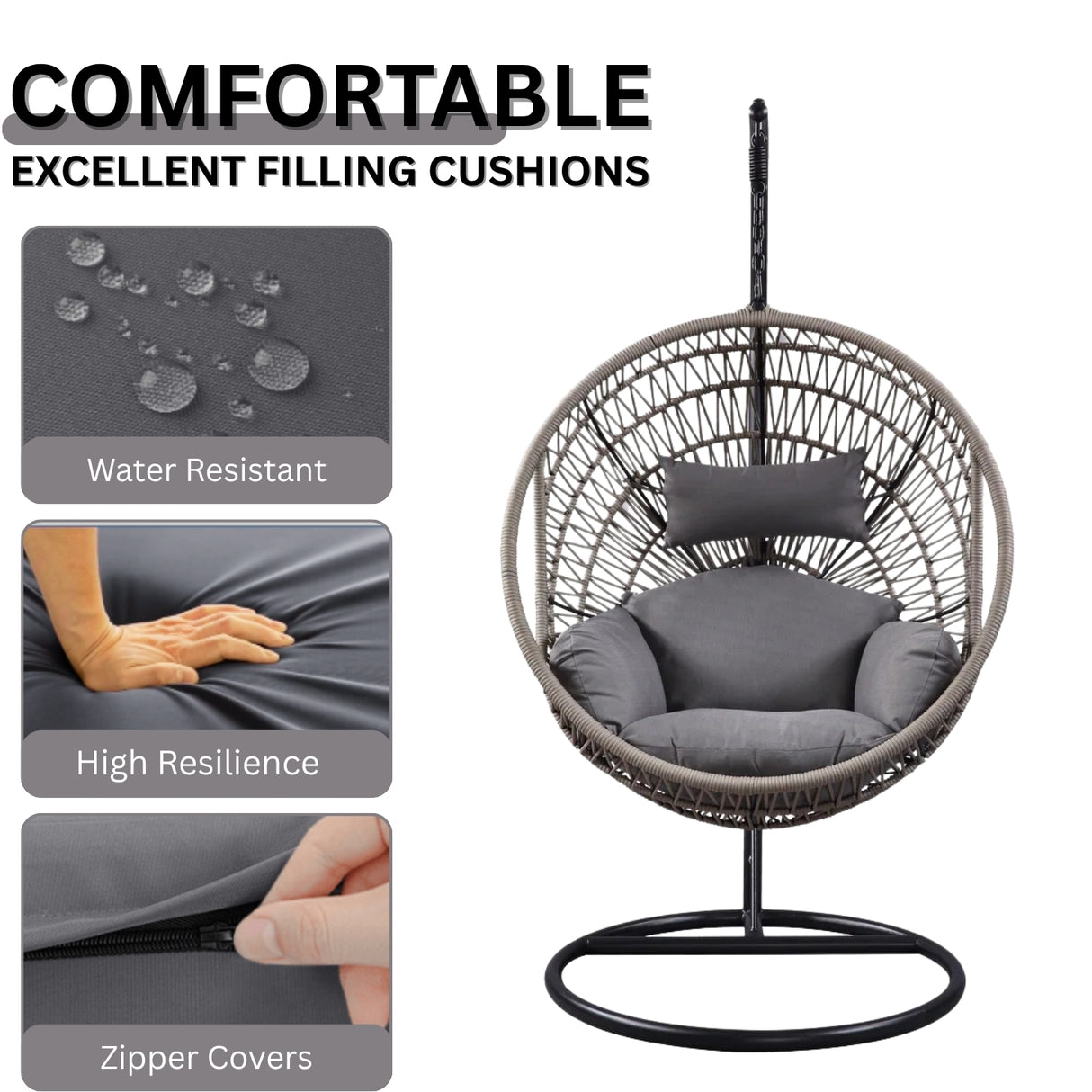 Netted Rope Swing Chair (Grey)