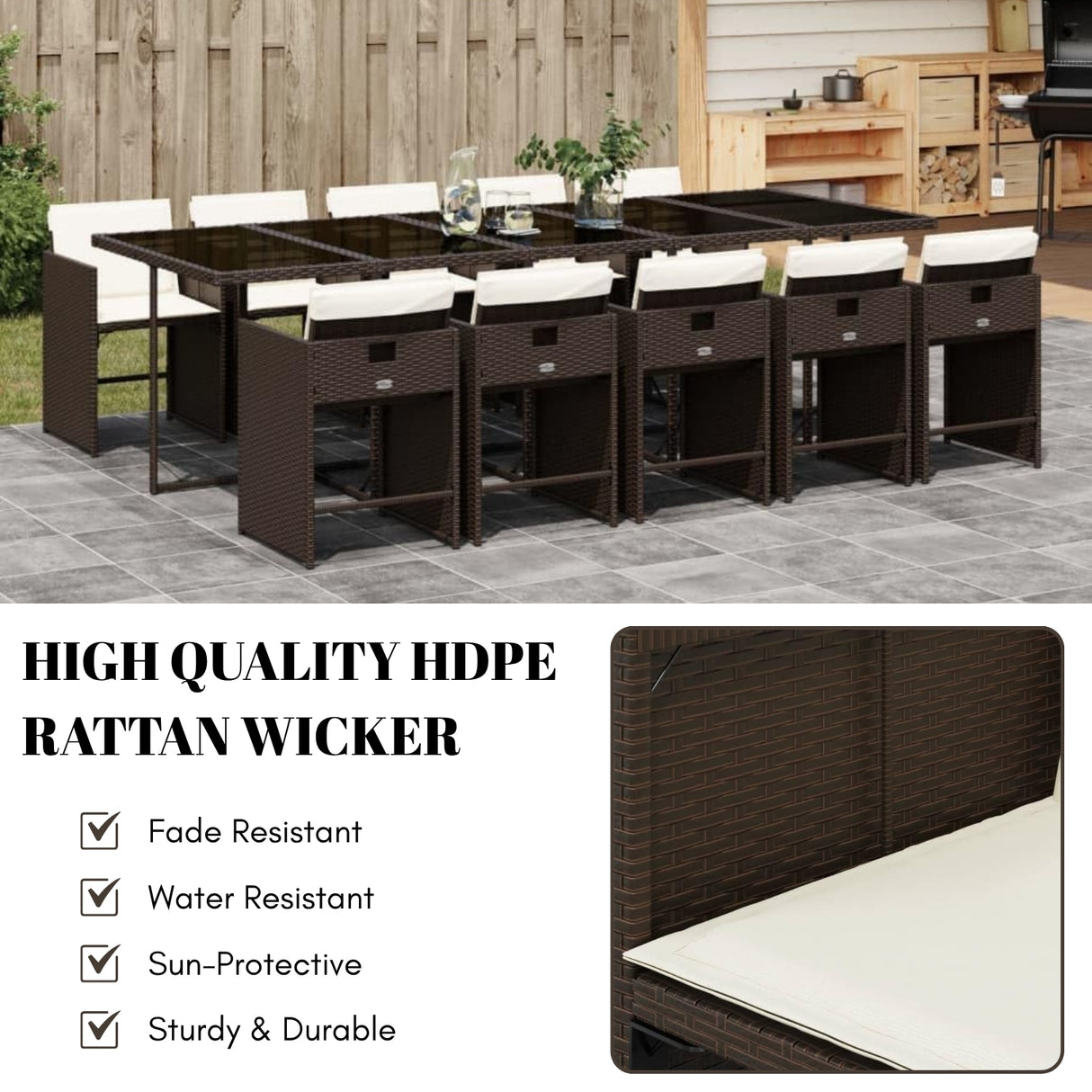 11-Piece Outdoor Rattan Wicker Dinning Set