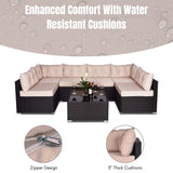 6-Seater Outdoor Garden Conversation Sofa Set (Dark Brown & Cream)