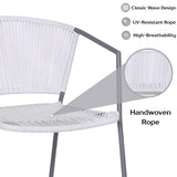 3-Piece Outdoor White Rope Patio Set