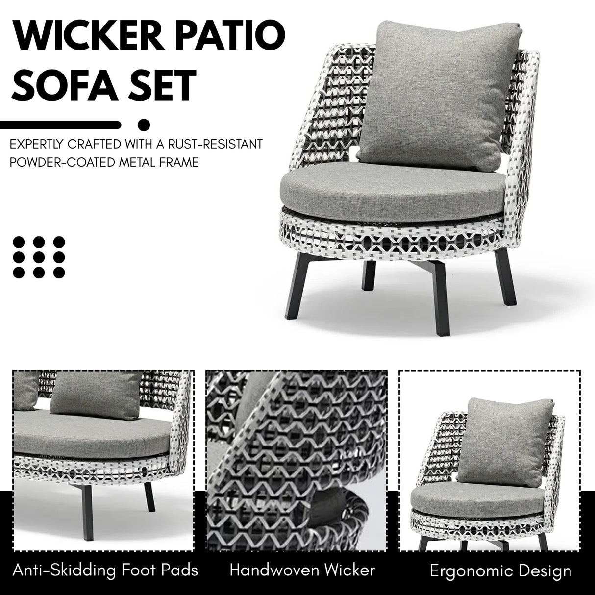 Outdoor Double Tone Rattan Wicker  Sofa Set