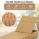 Outdoor All-Weather Rattan Wicker Lounger (Beige & Grey)