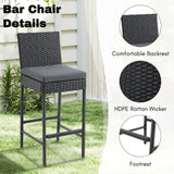 5-Piece Outdoor Rattan Wicker Bar Set with Wicker Top Table