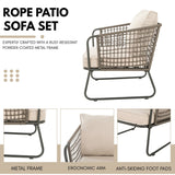 4 Piece Outdoor All-Weather Rope Sofa Set