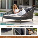 Outdoor Grey Rope Patio Daybed with Comfortable Dark Grey Cushion