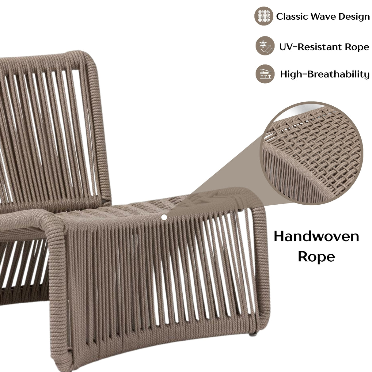 3-Piece Outdoor Beige Rope Patio Set