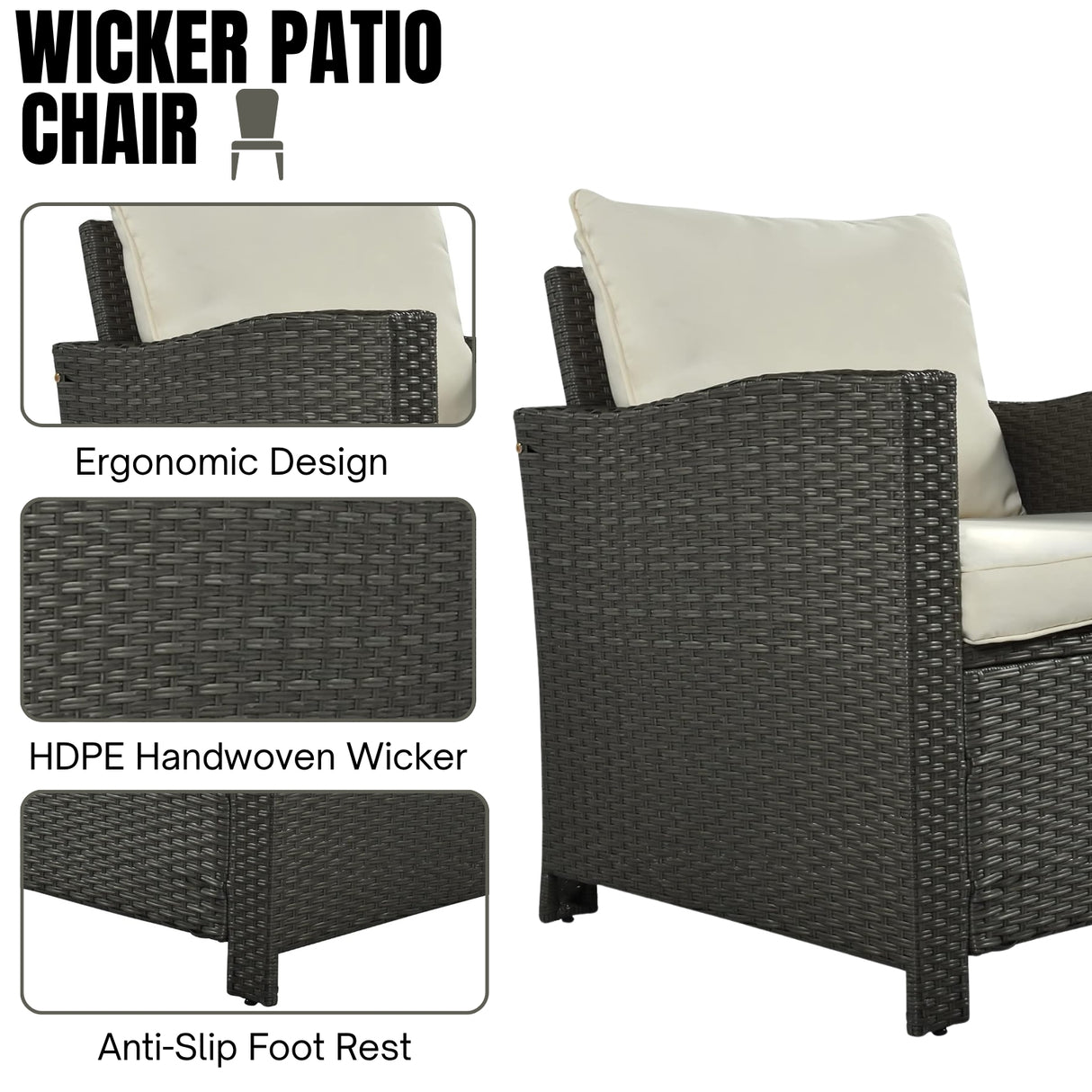 5-Piece Outdoor Patio Furniture Set with Dining Table and Chairs