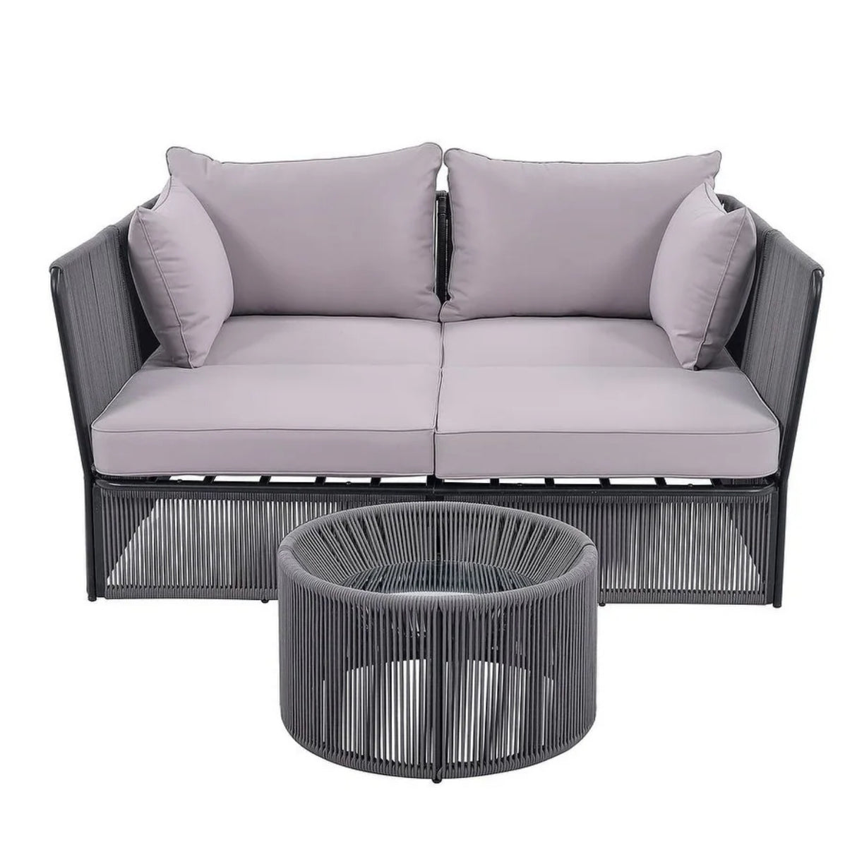 Outdoor Rope 2 Seater Patio Daybed With Side Table