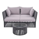 Outdoor Rope 2 Seater Patio Daybed With Side Table