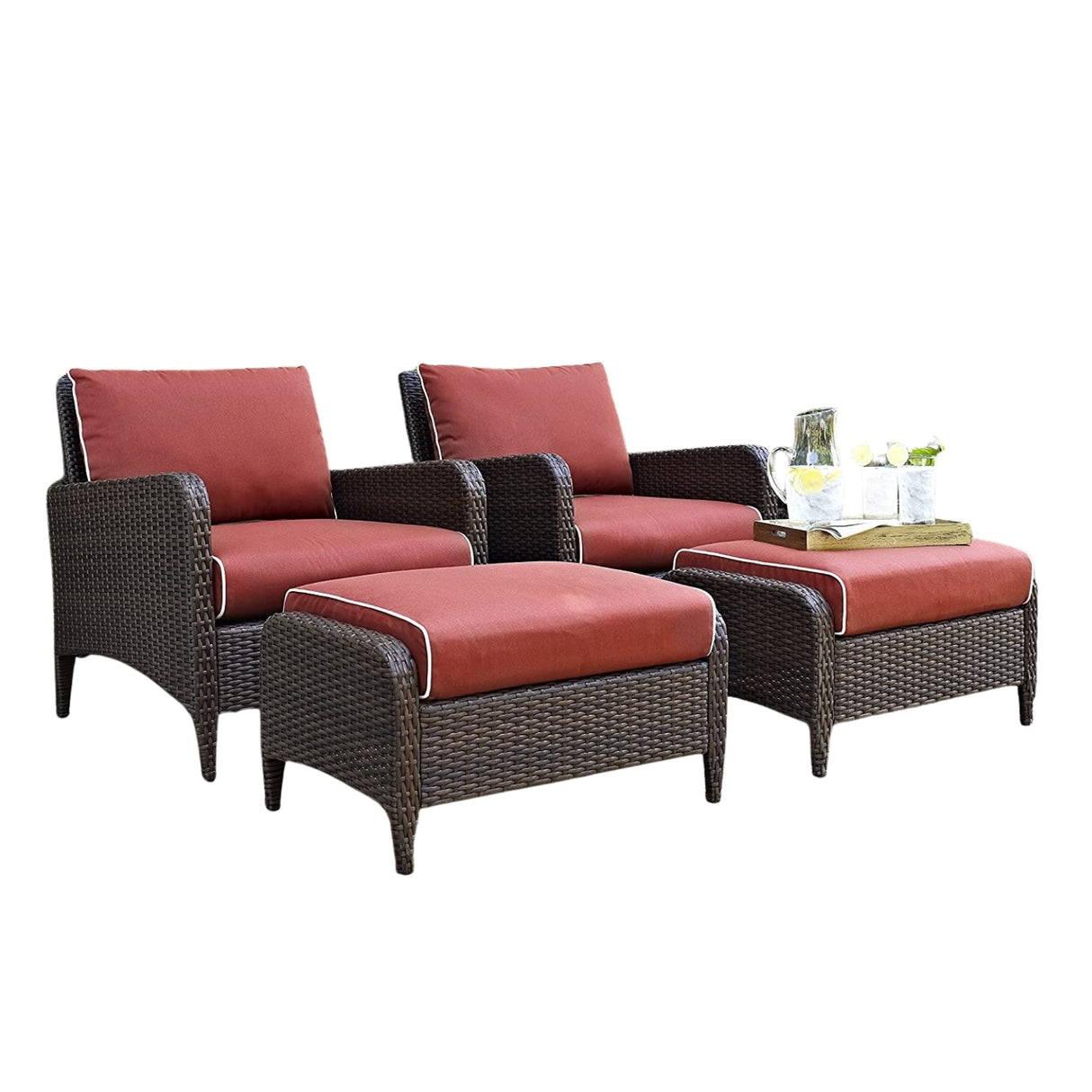 Outdoor 4 Piece Patio Wicker Furniture Set