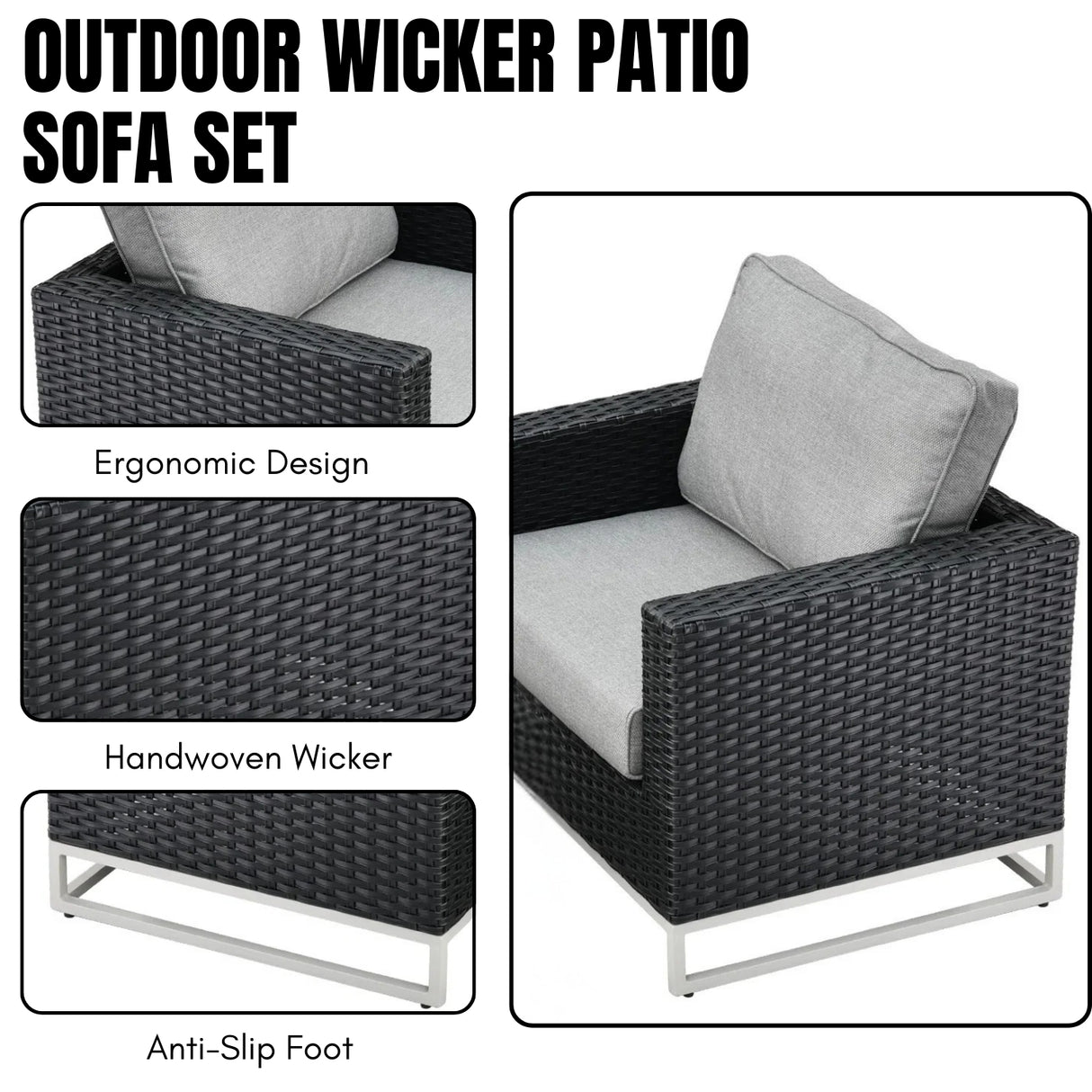 Outdoor Rattan Wicker 7-Seater Sofa Set