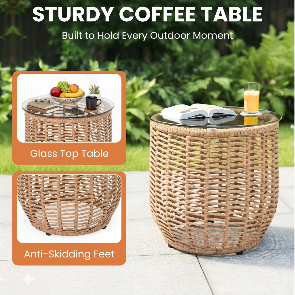 3 Piece Garden Outdoor Rope Patio Set