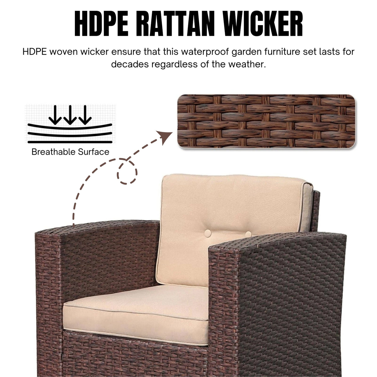 Outdoor Rattan Wicker Sectional 6-Seater Sofa Set