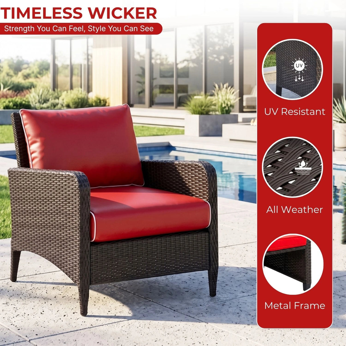 Outdoor 4 Piece Patio Wicker Furniture Set