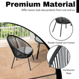 5-Piece Outdoor Patio Dining Set with Rope Chairs & Glass Top Table