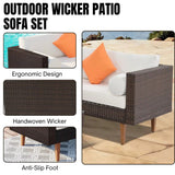 3-Pieces Outdoor Wicker  L-Shape Sofa Set