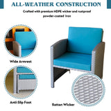 Outdoor 5 Piece Patio Wicker All Weather Sectional Furniture Set