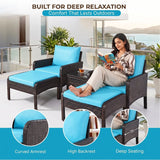Outdoor Wicker 5-Piece Patio Sofa Set