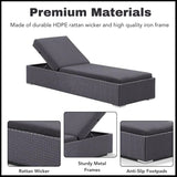 Outdoor All-Weather Rattan Wicker Lounger (Black)