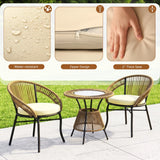 Outdoor 4-Seater Patio Rope Conversation Set (Beige & Cream)