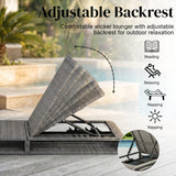 Outdoor Rattan Wicker Single Lounger Chair (Silver Grey & Dark Grey)