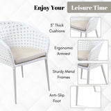 5-Piece Outdoor Patio Dining Set With Wicker Chairs & Glass-Top Table