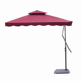 10ft Side Pole Square Shape Outdoor Umbrella With Granite Base (Maroon)