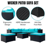 5-Piece Outdoor Wicker Furniture Set Modern Outdoor L-Shaped