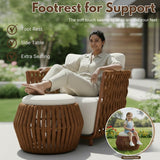 Outdoor Rope 3-Piece Patio Sofa Set (Brown & Off-White)