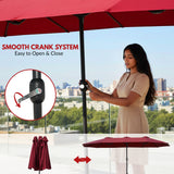 15FT Double-Sided Outdoor Patio Umbrella with Granite Base (Maroon)