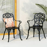 Outdoor Cast Aluminum Bistro Set with 2 Chairs (Black)