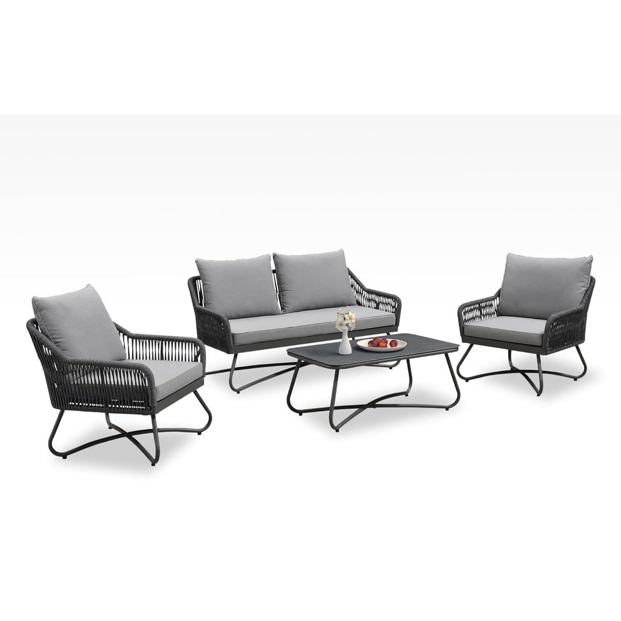 Outdoor 4 Seater Rope Conversation Sofa Set