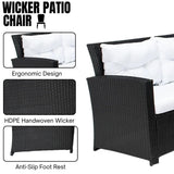 5-Piece Wicker Patio Conversation Set (Black/White)