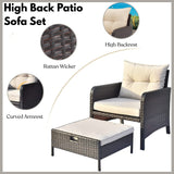 Outdoor 5 Piece Patio Wicker Furniture Set