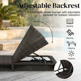 Outdoor Rattan Wicker Single Lounger Chair (Dark Brown & Cream)