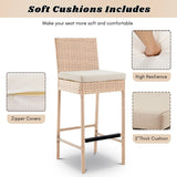 Outdoor Rattan Wicker Bar Chairs Set of 2