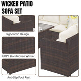 6-Pieces L-Shape Patio Rattan Dining Set