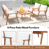 Outdoor Teak Wood 4-Piece Sofa Set with Slatted Center Table