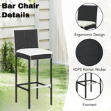 5-Piece Outdoor Rattan Wicker Bar Set with Wicker Top Table