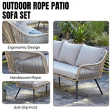L-Shape Outdoor Rope Sofa Set