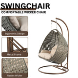 Double Seater Hanging Swing Chair (Dark Brown/Cream)
