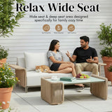 4-Piece Outdoor Rope Patio Conversation Set (Beige & Off-White)