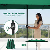15FT Double-Sided Outdoor Patio Umbrella with Granite Base (Green)