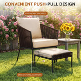 Outdoor 5 Piece Rope Patio Sofa Set (Brown & Cream)
