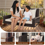 Dark Brown Rattan Wicker Two Seater Sofa Swing