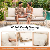 Outdoor 5 Seater Rope Conversation Sofa Set (Beige & Cream)