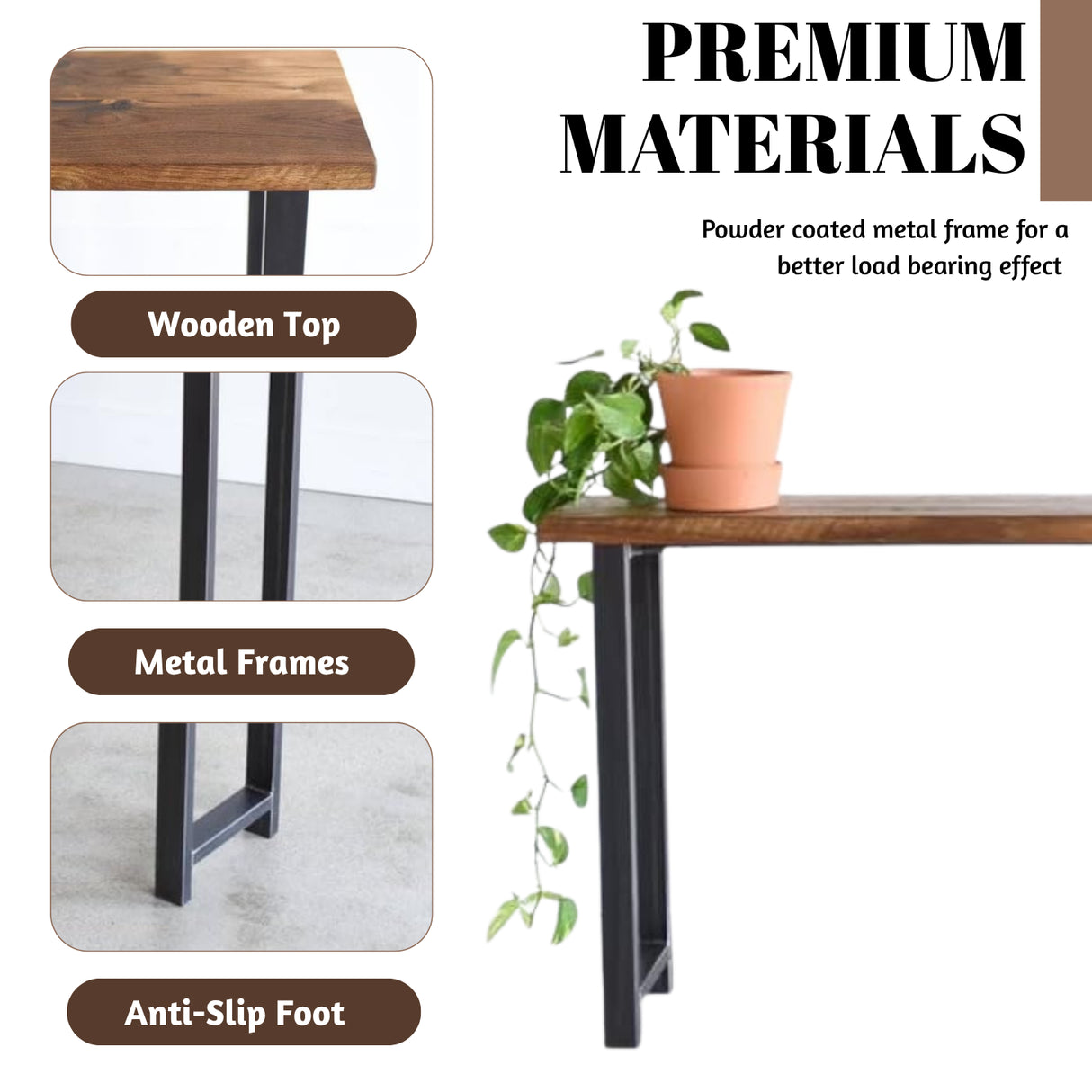 Sheesham Wood Top Modern Console Table