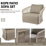 4-Piece Outdoor Braid & Rope Sofa Set (Beige & Dark Cream)