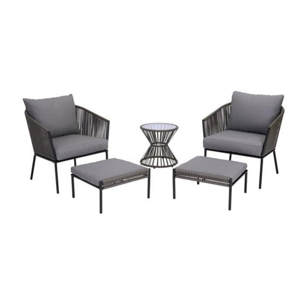 Outdoor 5 Piece Rope Patio Sofa Set (Grey)
